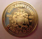 1975 Barbados  100 Gold Coin Km 18 350th Settlement Commemerative Proof Unc