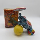 Vintage Tin Litho Mechanical Wind-up Circus Elephant Toy Hrd Made In Japan W box