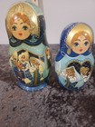 Russian Matryoshka Nesting Dolls Set Of 7 Hand-painted Blue