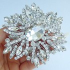 Wedding 3 94  Clear Austrian Crystal Pendant Teardrop Flower Brooch Pin 04053c2