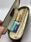 Vintage Gold Plated Gillette Razor Travel Valet Leather Case Comb Shoe Brush Men