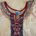 Vintage Boho Gypsy Embroidered Peasant Blouse Cotton Folk Top White L Girls