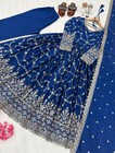 New Collection Heavy Chinnon Silk Blue Salwar Kameez With Dupatta For Reception