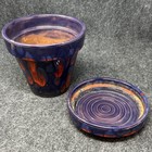 Vintage Cdp 14 Korea Drip Paint Planter Set 2pc Abstract Red Blue Mcm