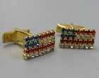 Mens Vintage Red White Blue Us Flag Cufflink  Fashion Costume Jewelry V85