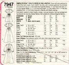  1970s Vintage Simplicity  Child s Dress Pattern 7947  Size 6
