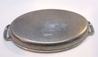 Old 1930 s 6x10 Oval Pewter Sizzle Platter Antique Tray W Handles