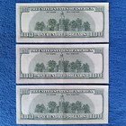 3 Sequential  100 Federal Reserve Note 1999   Lot Crisp One Hundred Dollar Bills