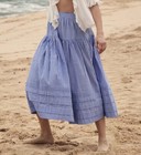 Women Doen Cotton Striped Embellished Slim A-line Midi Skirt