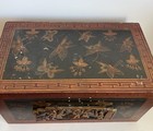 19th Century Antique Chinese Red Lacquer Gilt Wood Box