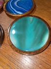 Vintage Wood And Stone Coasters  Set Of 5