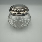 Vintage Waterford Lismore Crystal Vanity Jar Silver Plate Lid Dresser Jar Powder