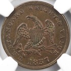 1837  half Cent Of Copper  Ngc Ms63 Bn  Hard Times Token Ht-73  bn001 
