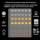 10x 42 Pockets Coin Holder Folder Pages Sheets For Collection Album Storage Book