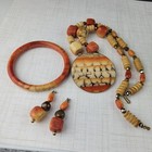 Vintage Tiger Stripe Necklace Bracelet And Earrings Set Necklace 23 