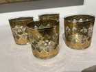 Vtg Culver Valencia Mcm 22k Gold Green Diamond Whiskey Rocks Glasses     