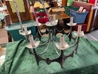 Vintage Mid Century Modern Mo Bridges Brutalist Hammered Chrome Chandelier