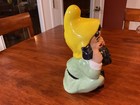 Vtg 1970s Ceramic 9 5    Sitting Garden Dwarf   Gnome  - Hand Painted And Glazed