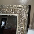 Vtg Silver Mirror Floral Design