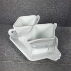 Vintage Duncan Miller Vintage Milk Glass Creamer Sugar Bowl   Tray Set Embossed 