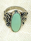 Carolyn Pollack Relios Sterling Silver Oblong Green Turquoise Floral Ring Size 8
