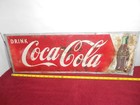 Vintage 27 X 9 In Drink Coca-cola  Soda Pop Advertising Sign Metal -unique- X 12