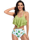 Women Swimwear High Waisted Push Up Padded Bikini Set Bathingsuit Green Swimsuit