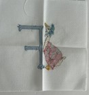 Vintage Handmade Beatrix Potter Cross-stitch 8x8 Block Letter    f    Quilt Pillow