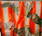 Japanese Kimono Uchikake Vintage Gorgeous Robe Crane White Orange Gold Silk