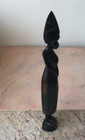 Elegant Vintage Hand Carved African Ebony Wood Sculpture  Woman In Contemplation