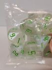 Shimmering 7pcs set Acrylic Polyhedral Dice Opaque White Green   D20 Dnd Mtg Rpg