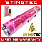 Stun Gun Pink Metal 550 Bv Rechargeable Led Flashlight W Pepper Spray Combo Set