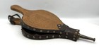 Vintage Johnny Beard Wood Carved  Leather   Brass Fireplace Bellows  ships Fast