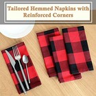 Table Runner And 4 Napkins - Red Plaid Buffalo Pattern Red Buffalo Check Plaid