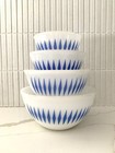 Rare Agee Pyrex Blue Diamonds Complete Nesting Bowl Set 