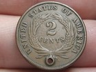 1872 Two 2 Cent Piece- Rare Date  Xf Details