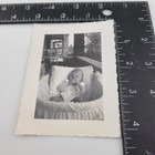 Photo Baby In Wicker Bassinet Or Moses Basket Bed 1950s Vintage