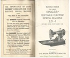 Singer Portable Electric Sewing Machine Model 221-1 Manual   digitally Delivered