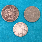 Lot 3 Foreign Silver Coins Venezuela 5 Bolivares Ecuador 1946 Sucres