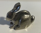 Tiny Easter Bunny Rabbit Hare Vintage Miniature Pewter Figurine Sculpture