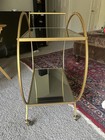 Value City Gold Circular Metal Glass Bar Cart Wheeled 2 Shelves 30x19x33in