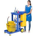 Commercial Janitorial Cart 3 Shelf Vinyl Bag 22 Gal