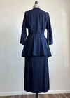 1950s Vintage Button Peplum Rayon Faille Suit Tall Long Skirt 28w As Is 