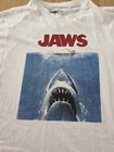 Jaws Movie T Shirt Mens Large White Graphic Shark Poster Universal Studios Vint