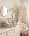 Baby Diaper Caddy Organizer  Nursery Basket  Bow Sand
