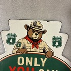 Vintage Smokey The Bear Porcelain Sign Only You Can Prevent Forest Fires Ranger