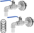 2 Pack 2in Stainless Drum Faucet 55 Gallon Barrel 3 4in 90   Outlet W Gaskets Set