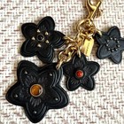 Coach Wildflower Cluster Keychain Bag Charm Black Leather