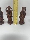 Lot Of  4 Vintage Chinese Carved Wood  Statues Of Old Ancestors Imortals Deities