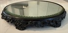 Antique Round Silverplate Plateau Beveled Vanity Jewelry Table Top Mirror Tray